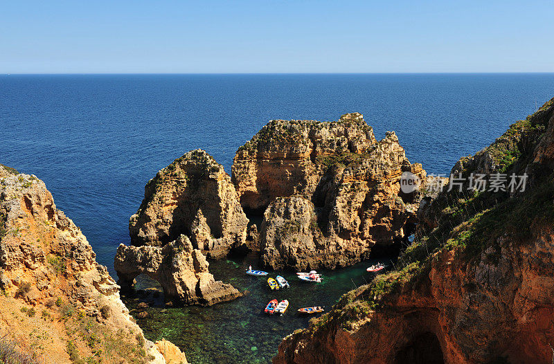 葡萄牙阿尔加维的Ponte da Piedade海岸岩层